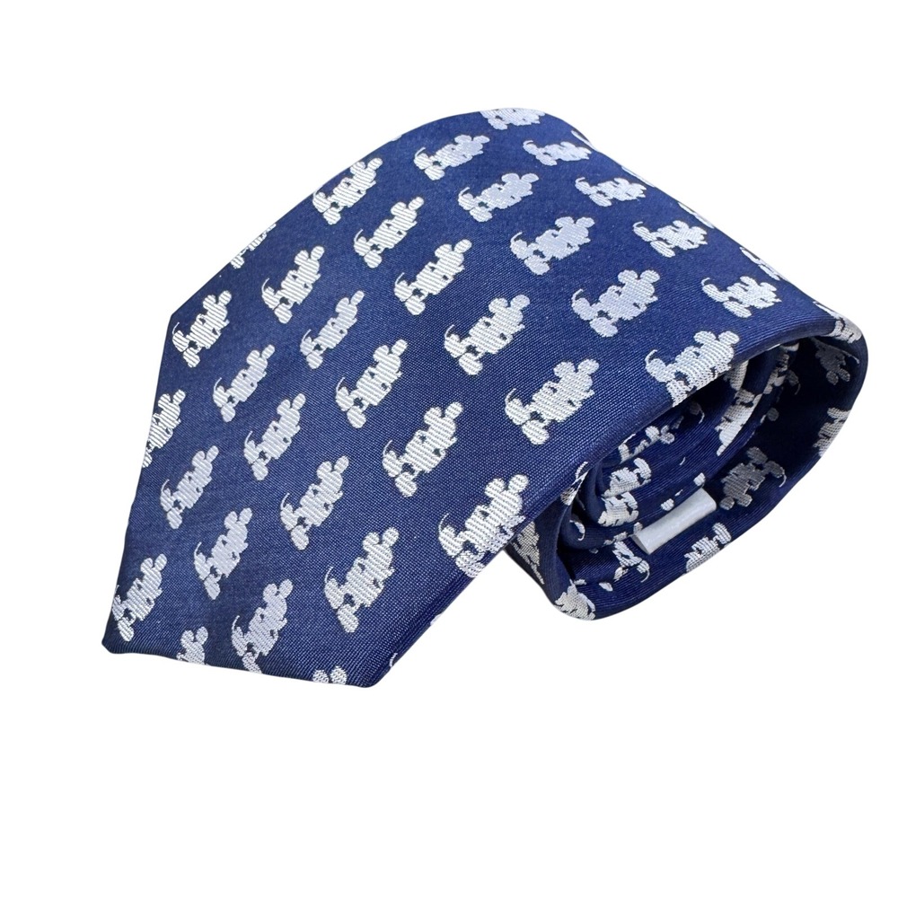 Disney Parks Authentic Original Mickey Mouse Pattern Silk Necktie Blue